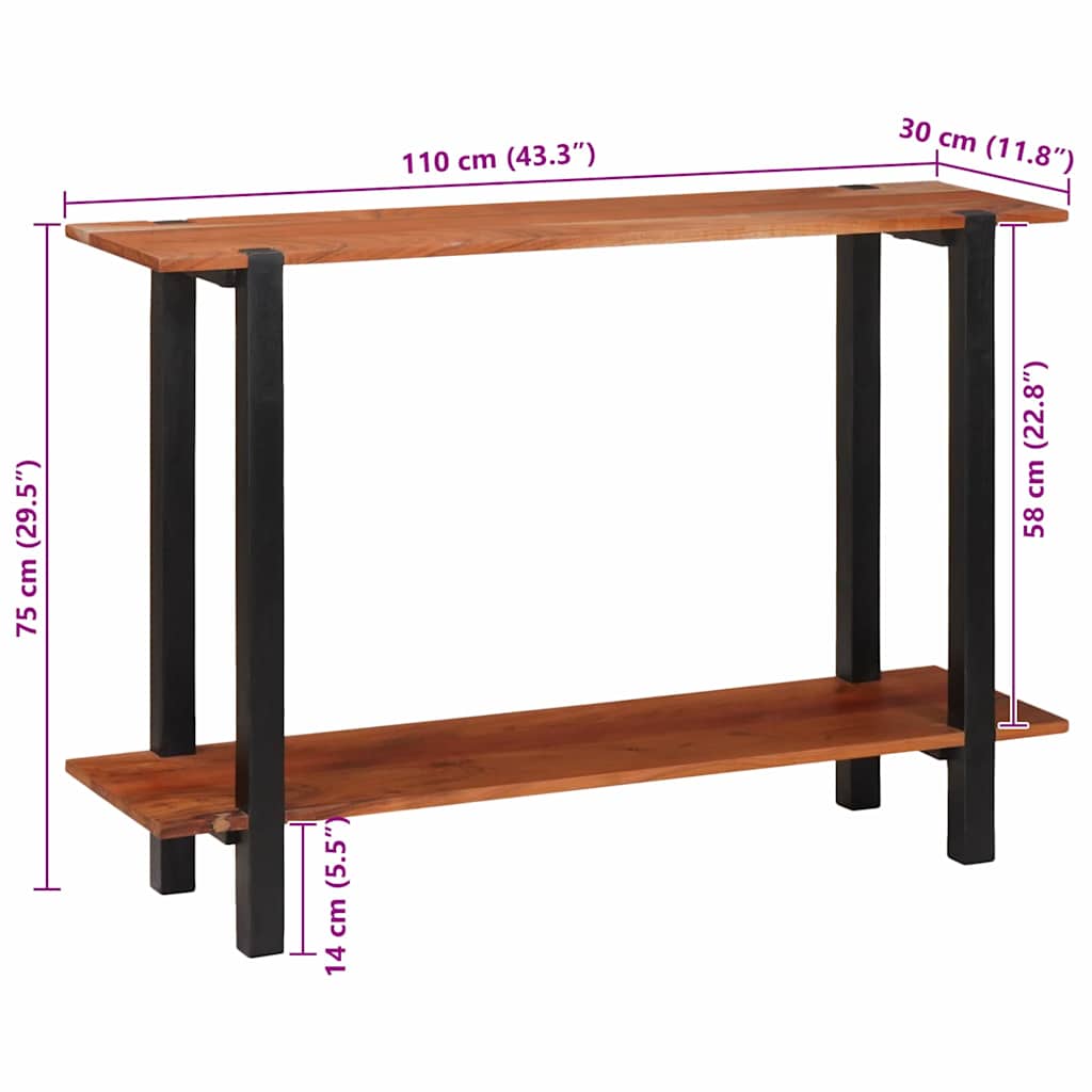 Mesa Consola con estante Marrón y Negro 110 x 30 x 75 cm