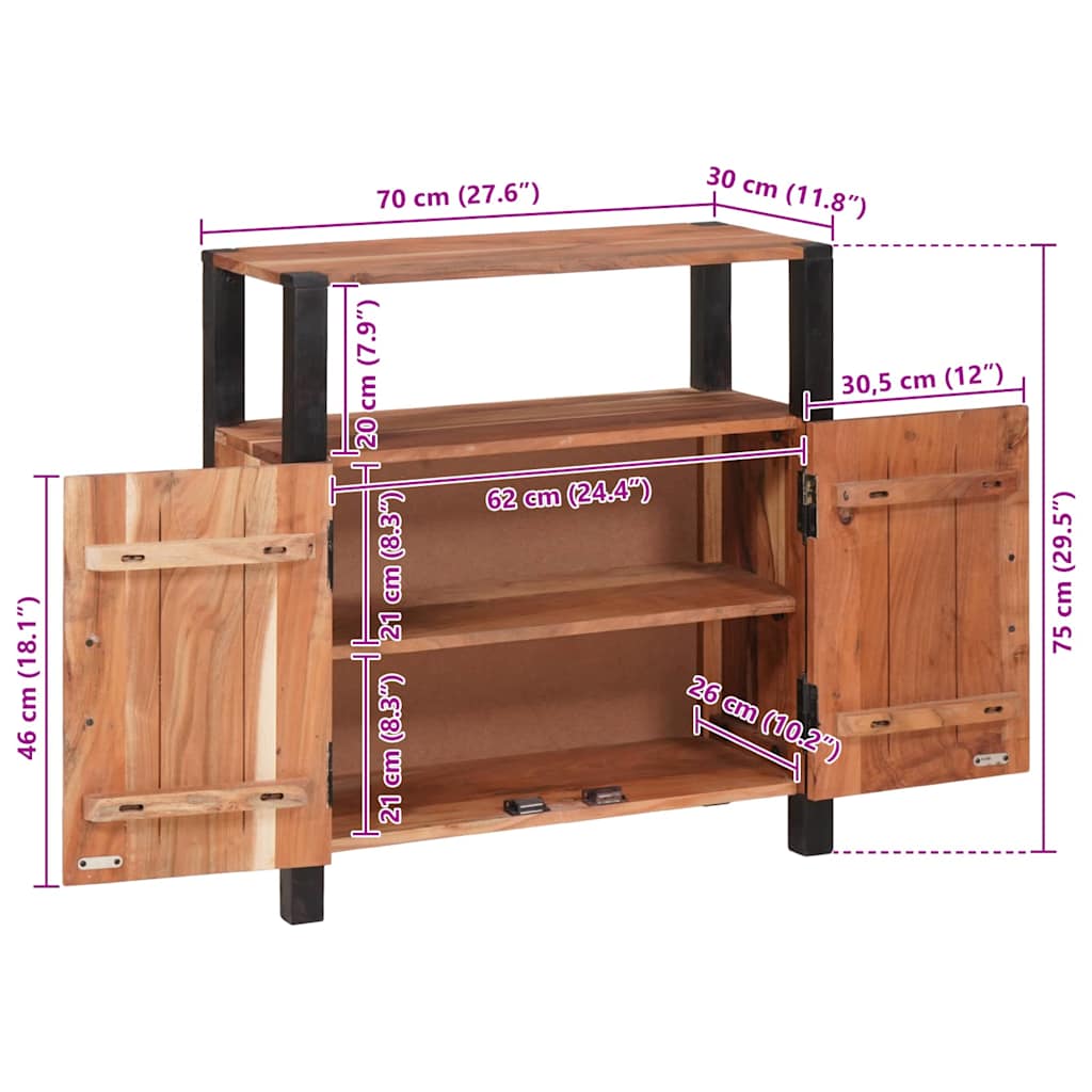 Aparador Marrón 70 x 30 x 75 cm Madera de Acacia Sólida