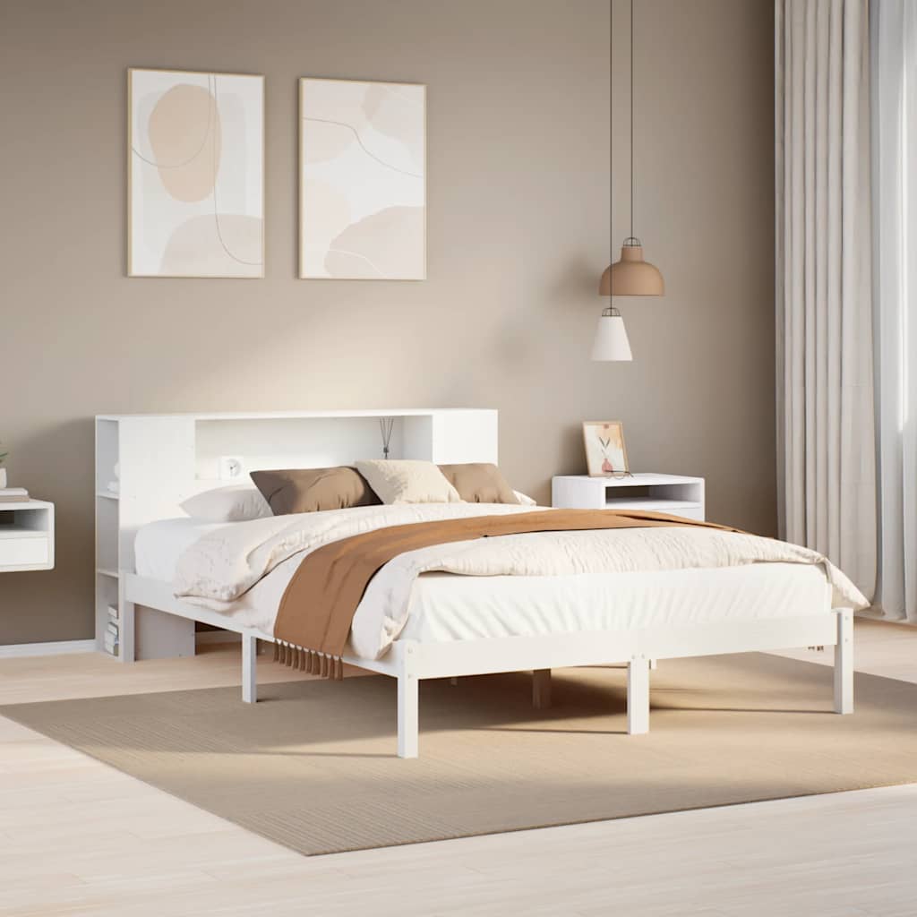 Cama con cabecero madera de ingeniería blanca 90x190 cm