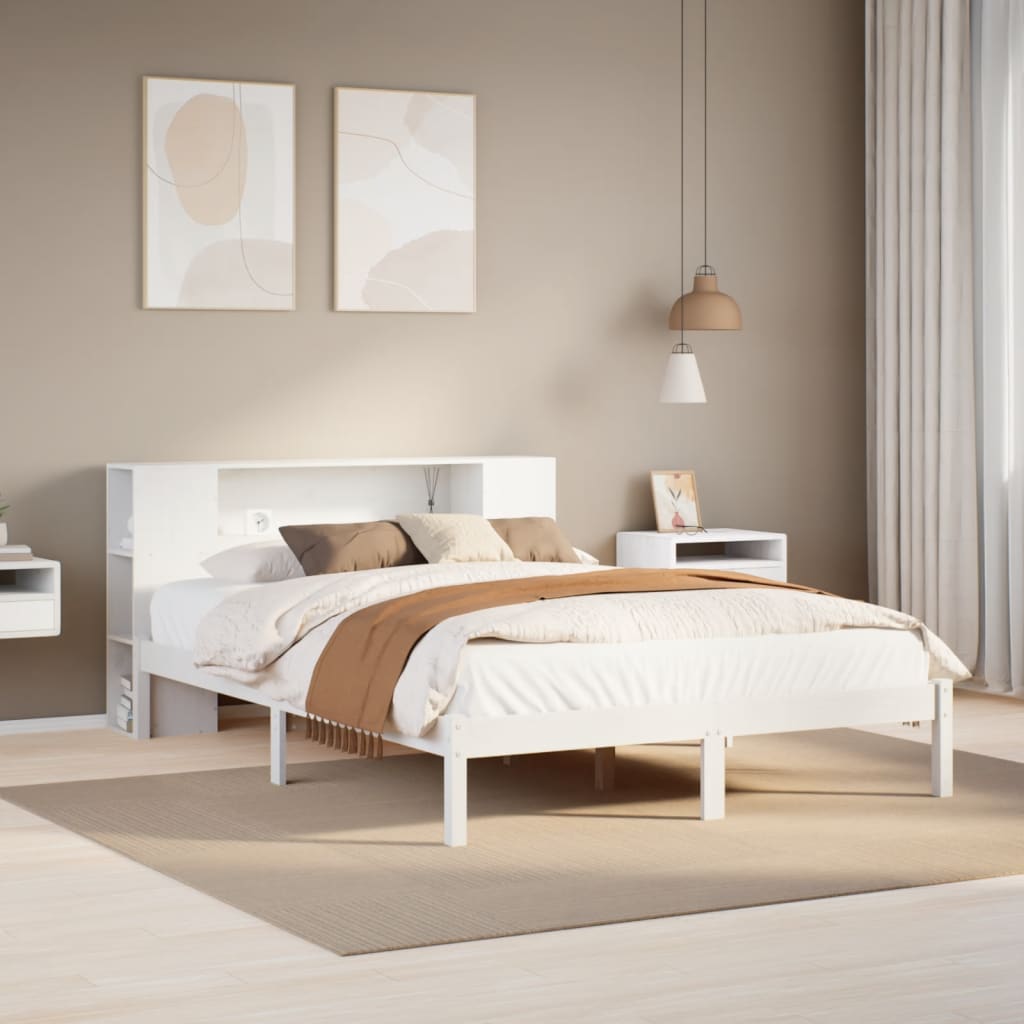 Cama con cabecero madera de ingeniería blanca 90x190 cm