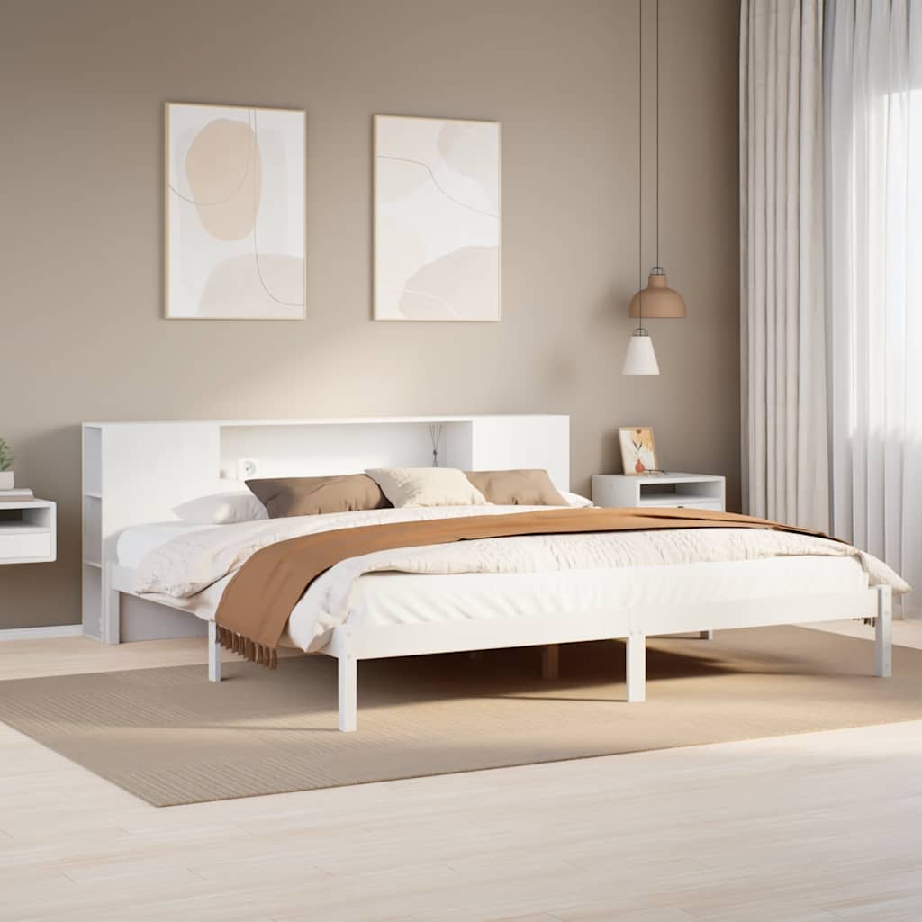 Cama con cabecero madera de ingeniería blanca 90x190 cm