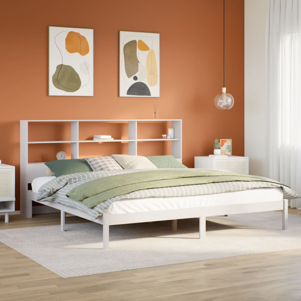 Cama con cabecero madera de ingeniería blanca 90x190 cm