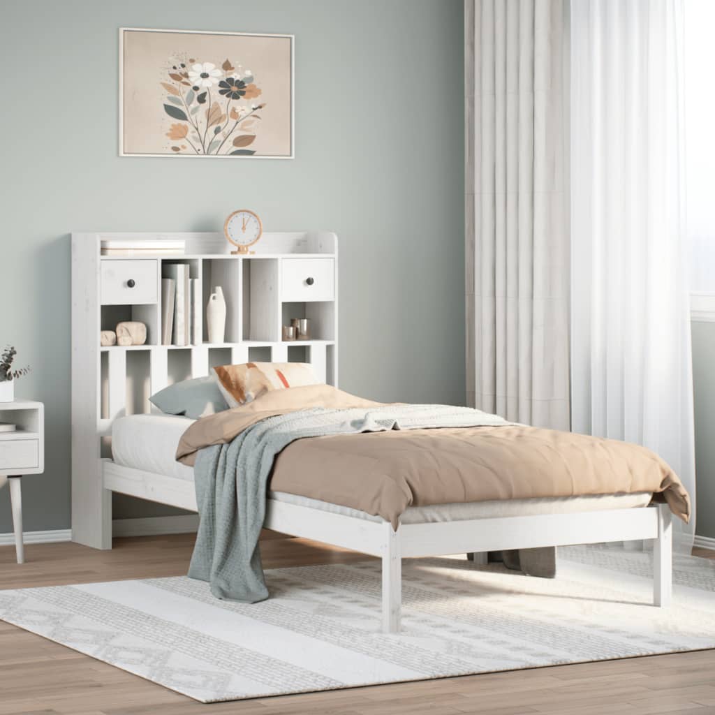 Cama con cabecero madera de ingeniería blanca 90x190 cm