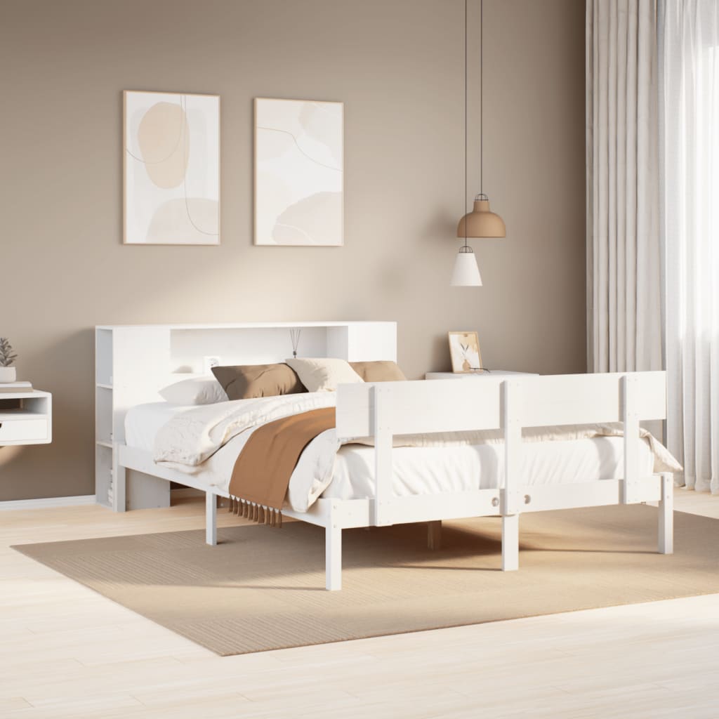 Cama con estantería sin colchón madera maciza 100x200 cm