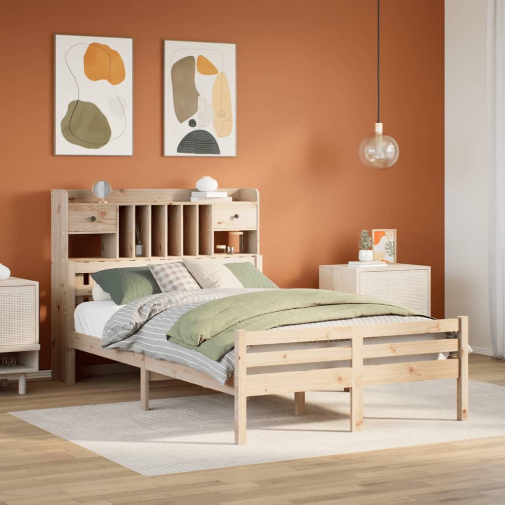 Cama con estantería sin colchón madera maciza 100x200 cm