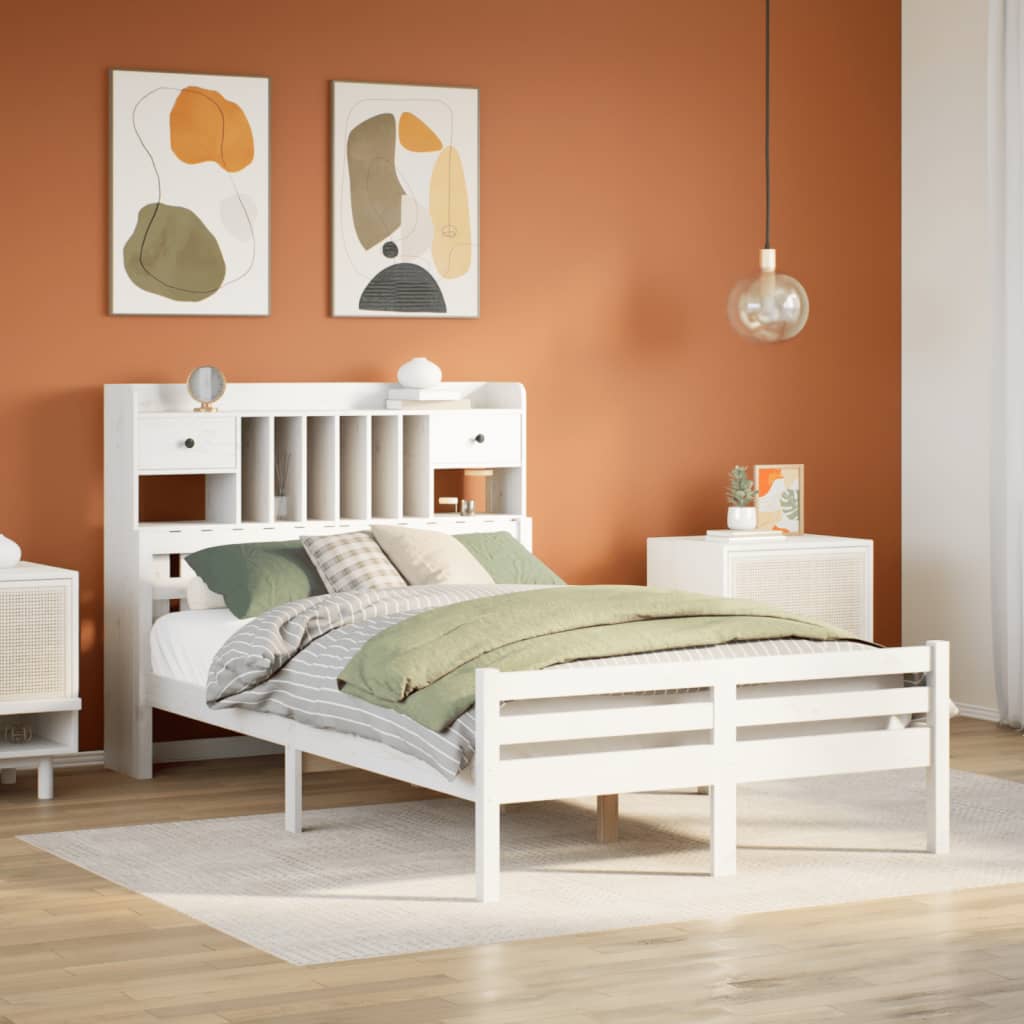 Cama con estantería sin colchón madera maciza 100x200 cm