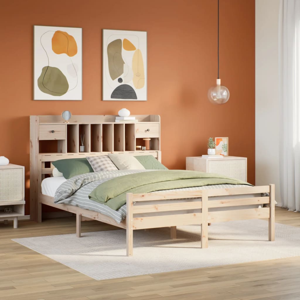 Cama con estantería sin colchón madera maciza 100x200 cm