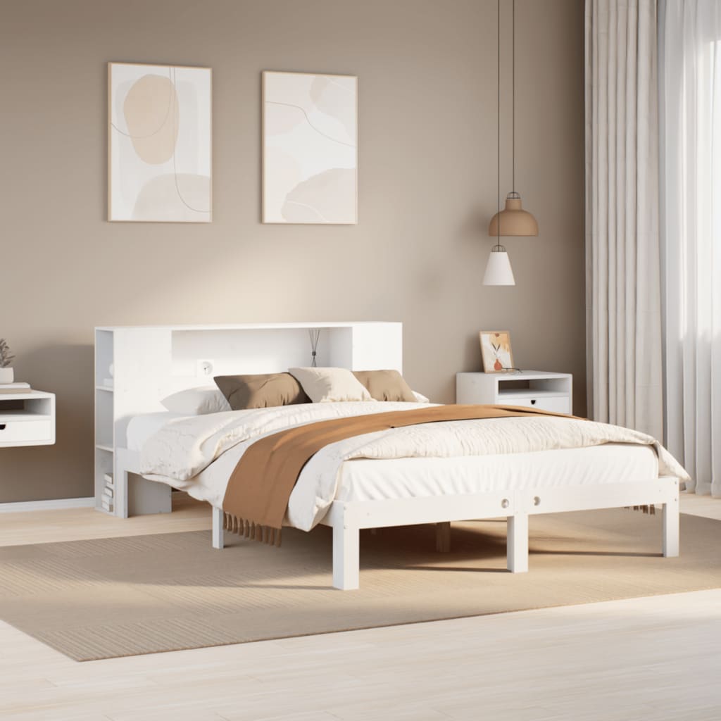 Cama con cabecero madera de ingeniería blanca 90x190 cm