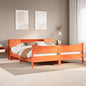 Cama sin colchón madera maciza de pino marrón cera 100x200 cm