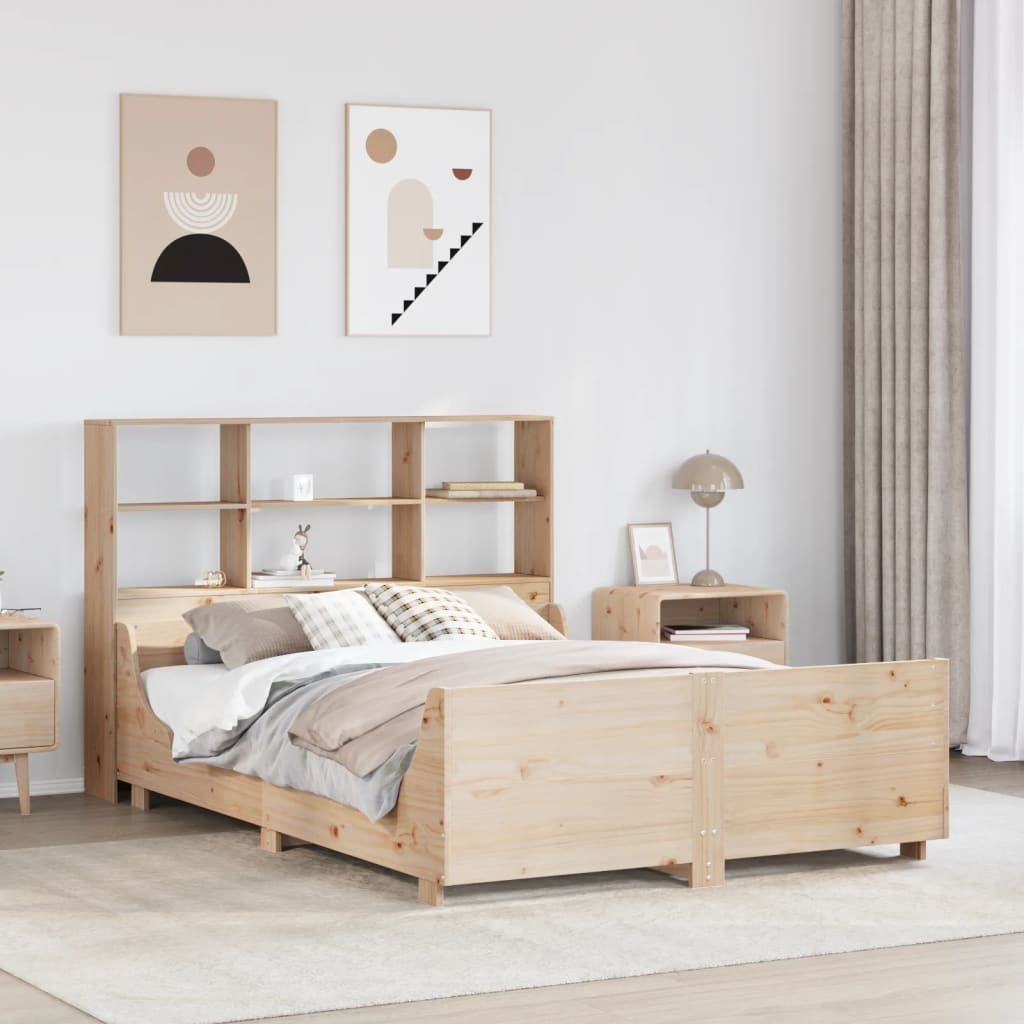 Cama con estantería sin colchón madera maciza 100x200 cm