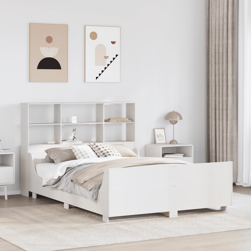 Cama con estantería sin colchón madera maciza 100x200 cm