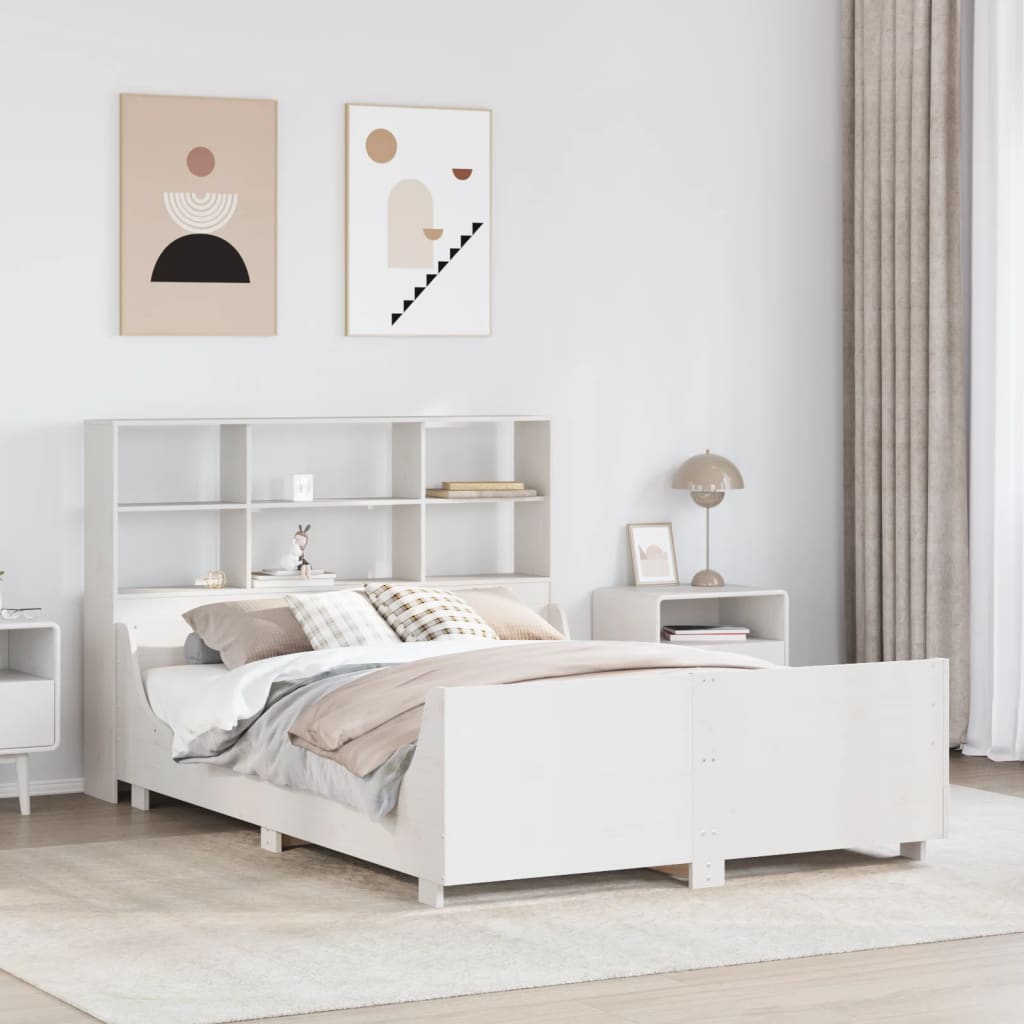 Cama con estantería sin colchón madera maciza 100x200 cm