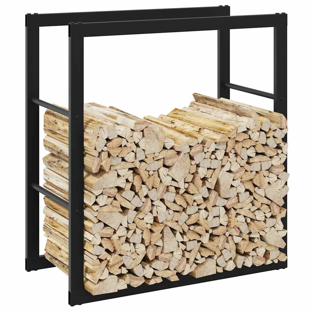 Black steel log rack 110x30x61 cm