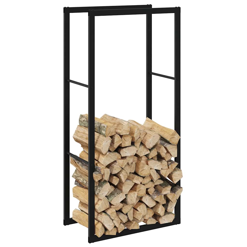 Black steel log rack 110x30x61 cm