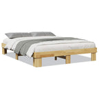 Estructura de cama sin colchón 135x190 cm madera maciza de roble