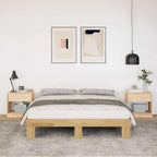 Estructura de cama sin colchón 135x190 cm madera maciza de roble