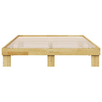 Estructura de cama sin colchón 135x190 cm madera maciza de roble