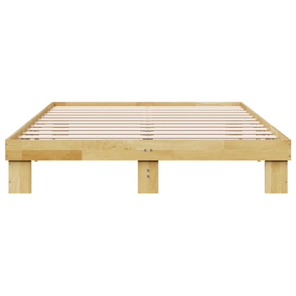 Estructura de cama sin colchón 135x190 cm madera maciza de roble