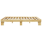 Estructura de cama sin colchón 135x190 cm madera maciza de roble