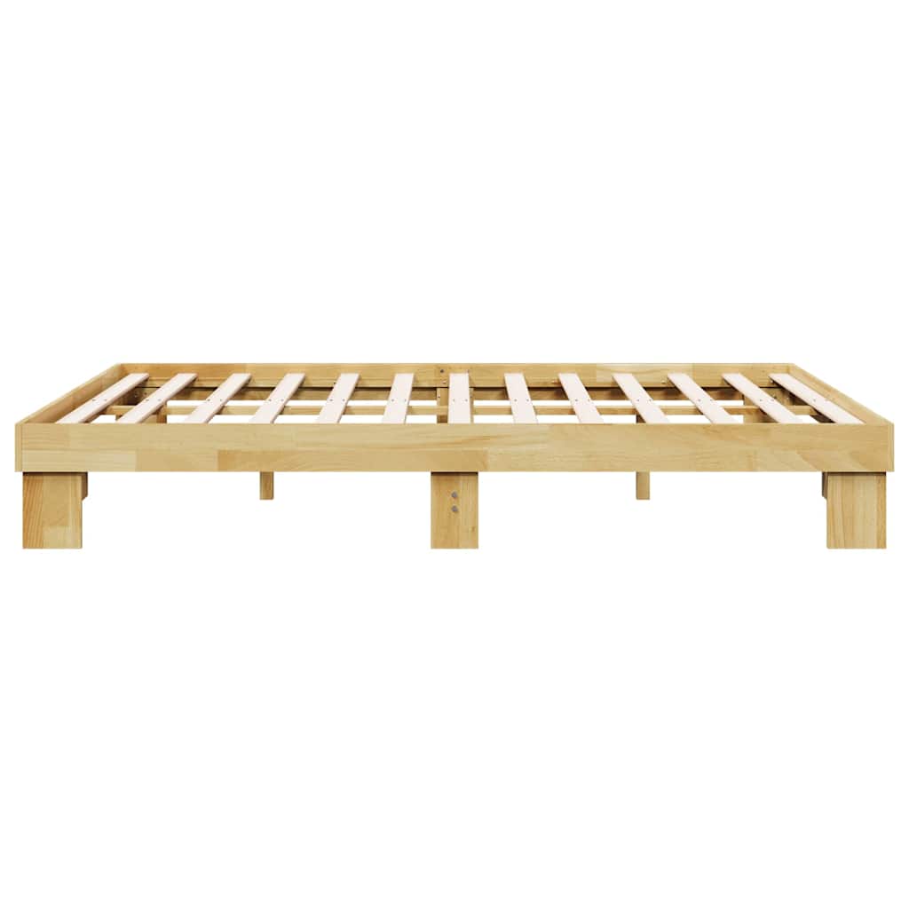 Estructura de cama sin colchón 135x190 cm madera maciza de roble