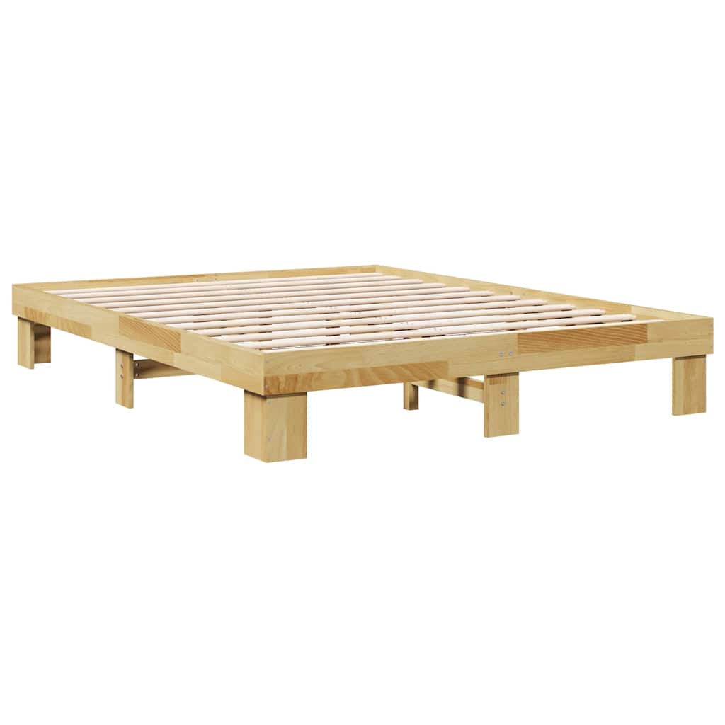 Estructura de cama sin colchón 135x190 cm madera maciza de roble