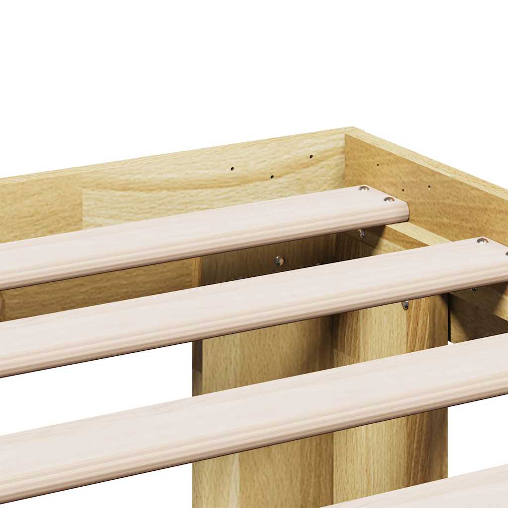 Estructura de cama sin colchón 135x190 cm madera maciza de roble