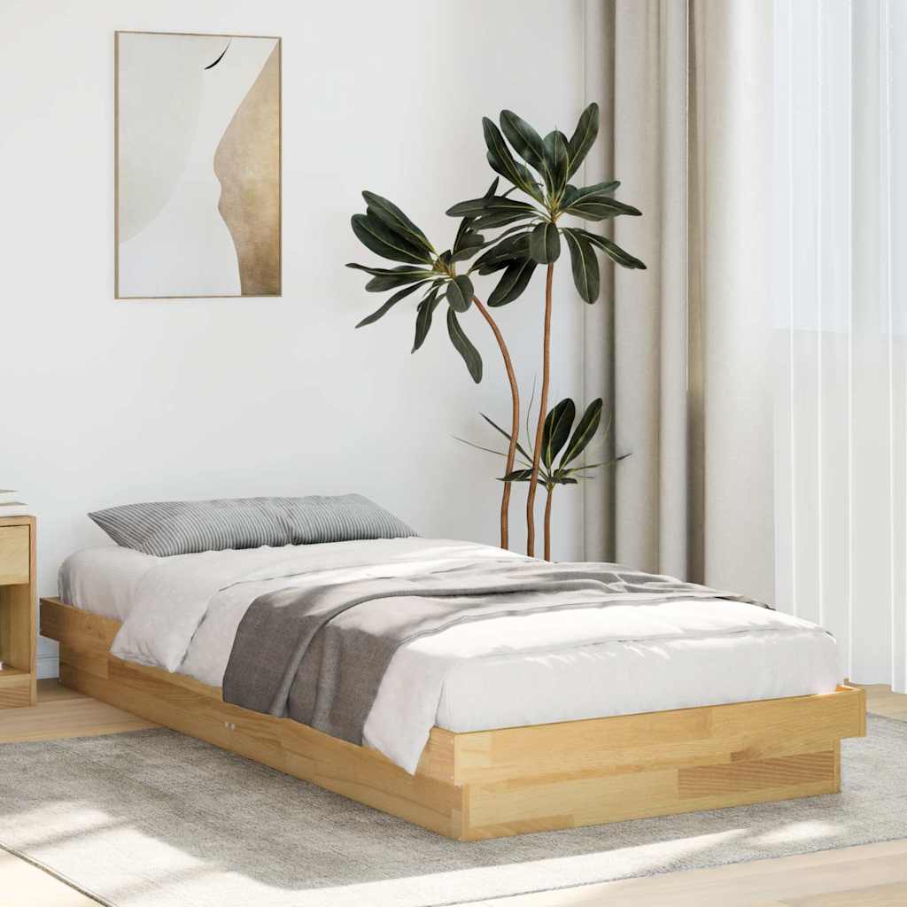 Estructura de cama sin colchón 135x190 cm madera maciza de roble