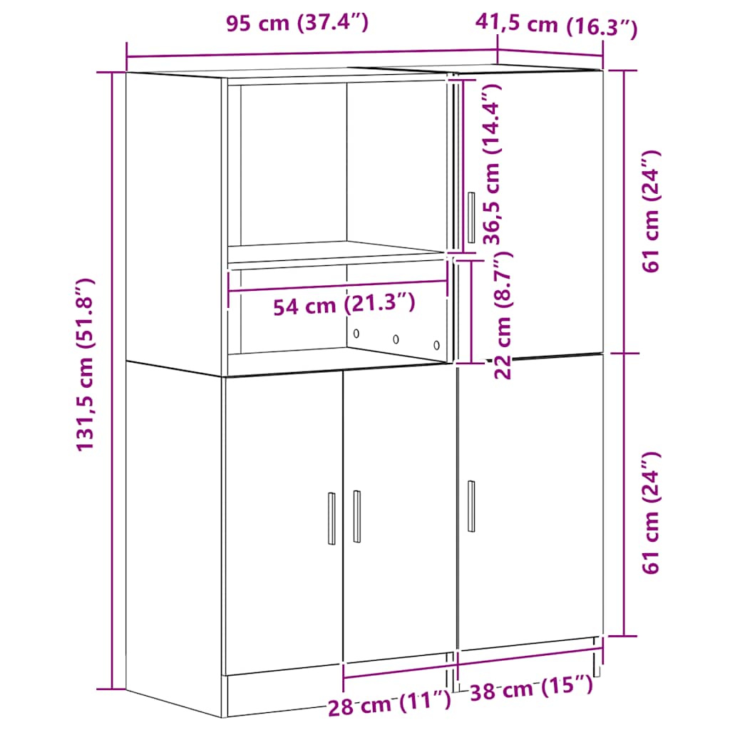 Mueble de cocina 2 piezas madera contrachapada blanca