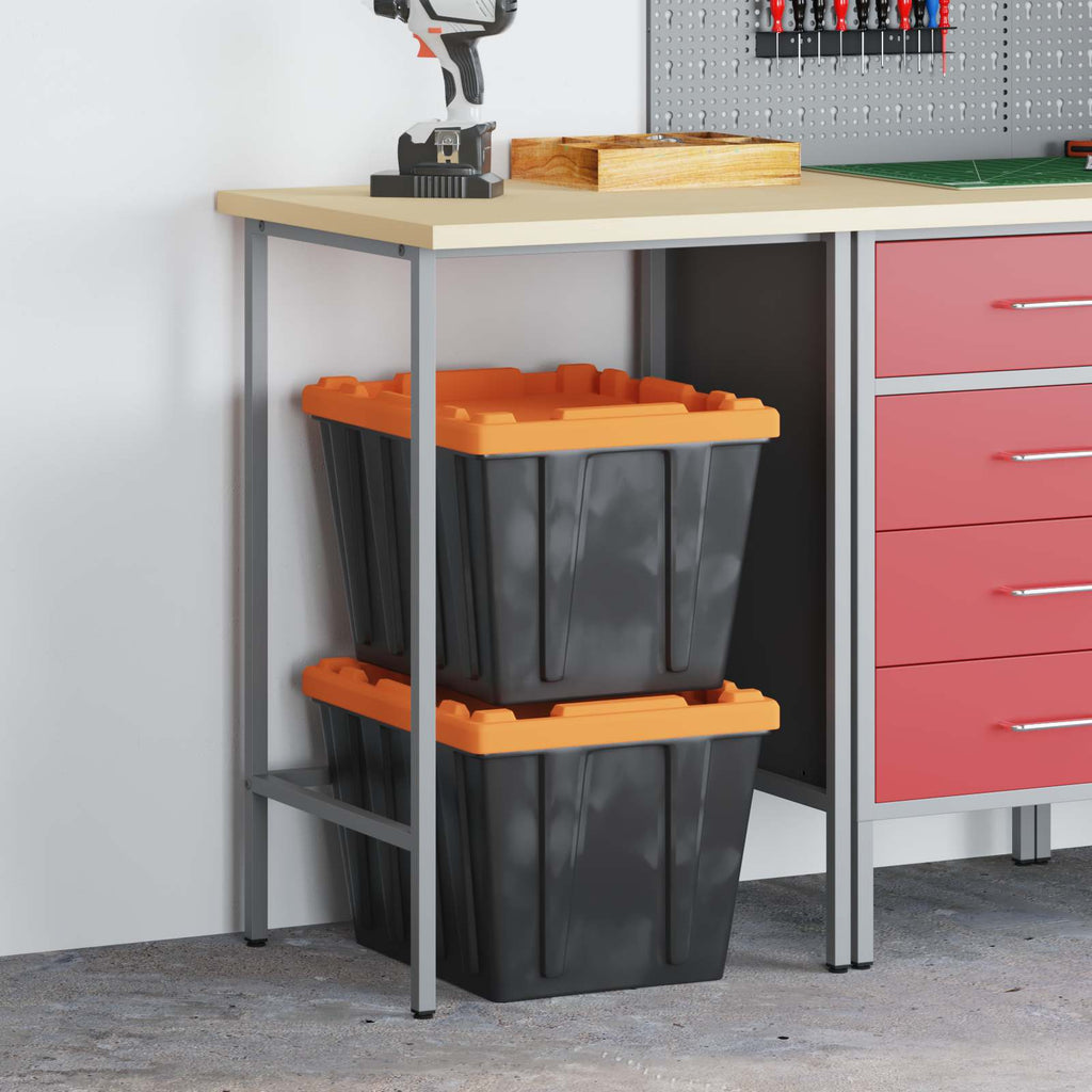 Mesa de Esquina Gris 55 x 55 x 85 cm Acero y madera engineered