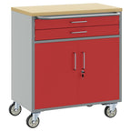 Banco de Taller con cajón con rueda Rojo y Gris 75 x 45 x 85 cm