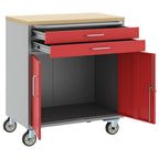 Banco de Taller con cajón con rueda Rojo y Gris 75 x 45 x 85 cm
