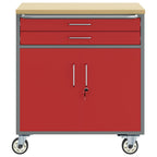 Banco de Taller con cajón con rueda Rojo y Gris 75 x 45 x 85 cm