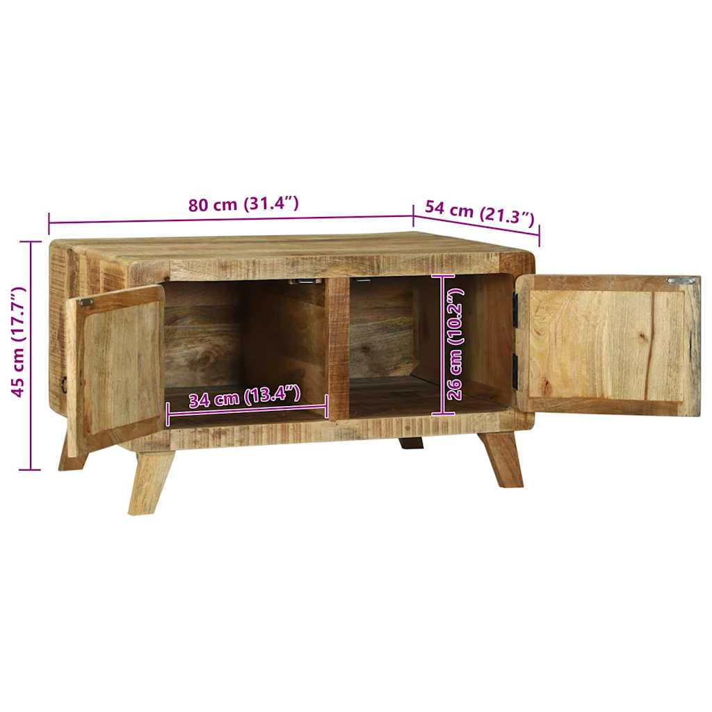 Mesa de Café Marrón 80 x 54 x 45 cm Madera de mango maciza