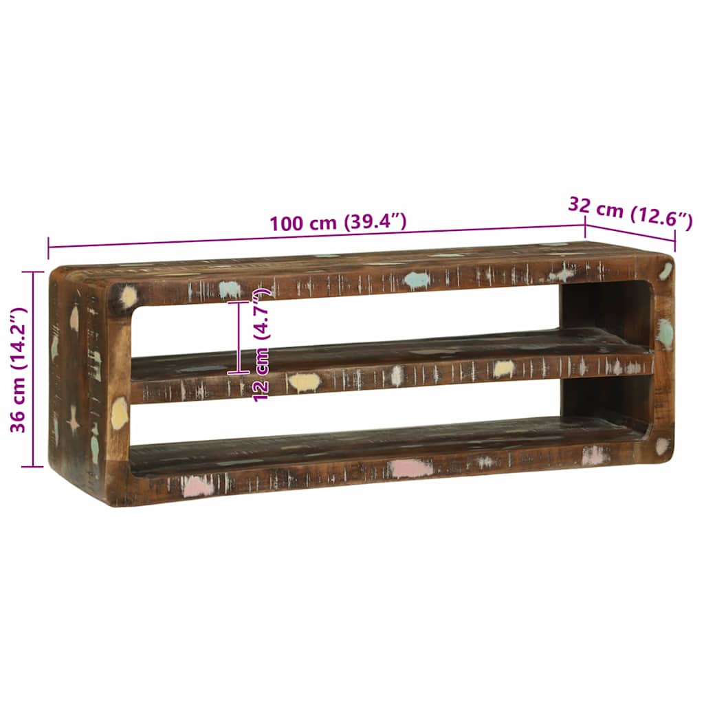 Mueble de TV 100 x 32 x 36 cm Madera maciza recuperada