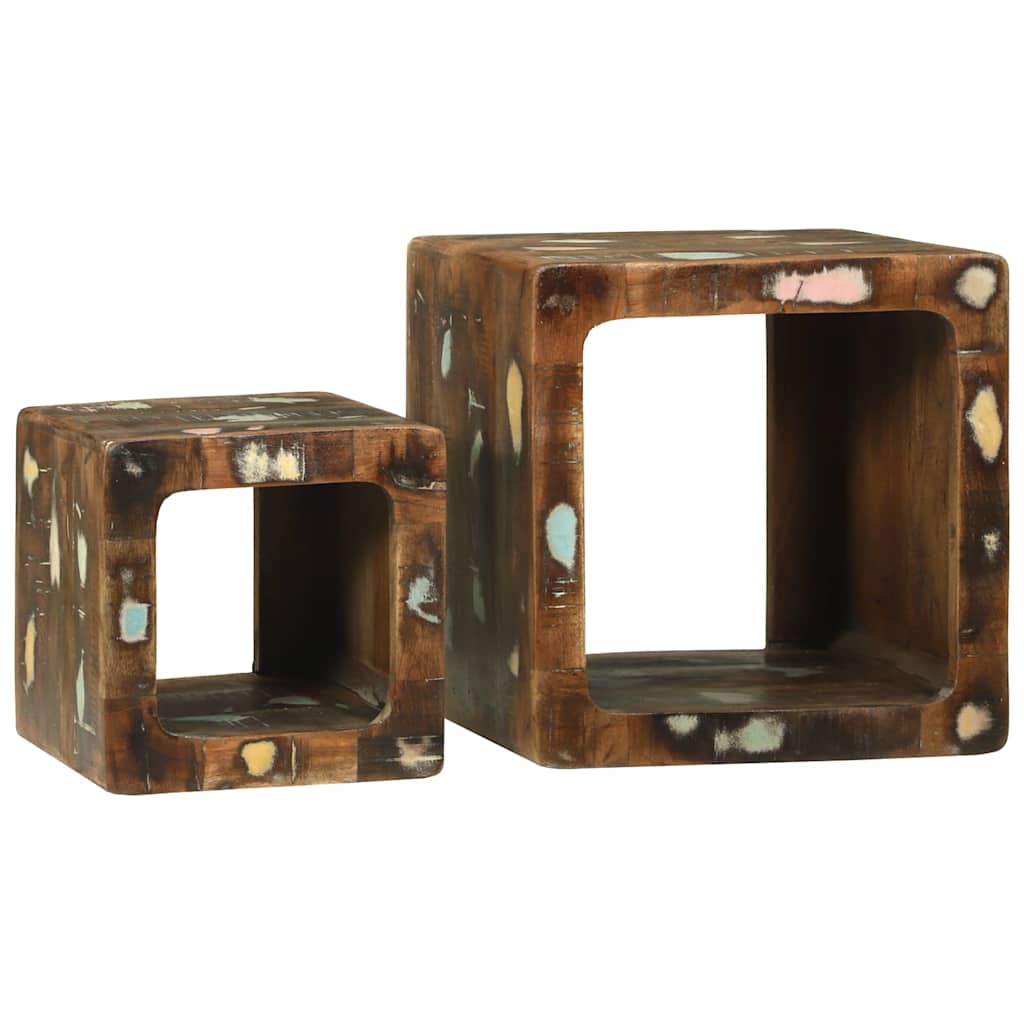 Unidades de TV 2 pcs Multicolor Madera sólida recuperada
