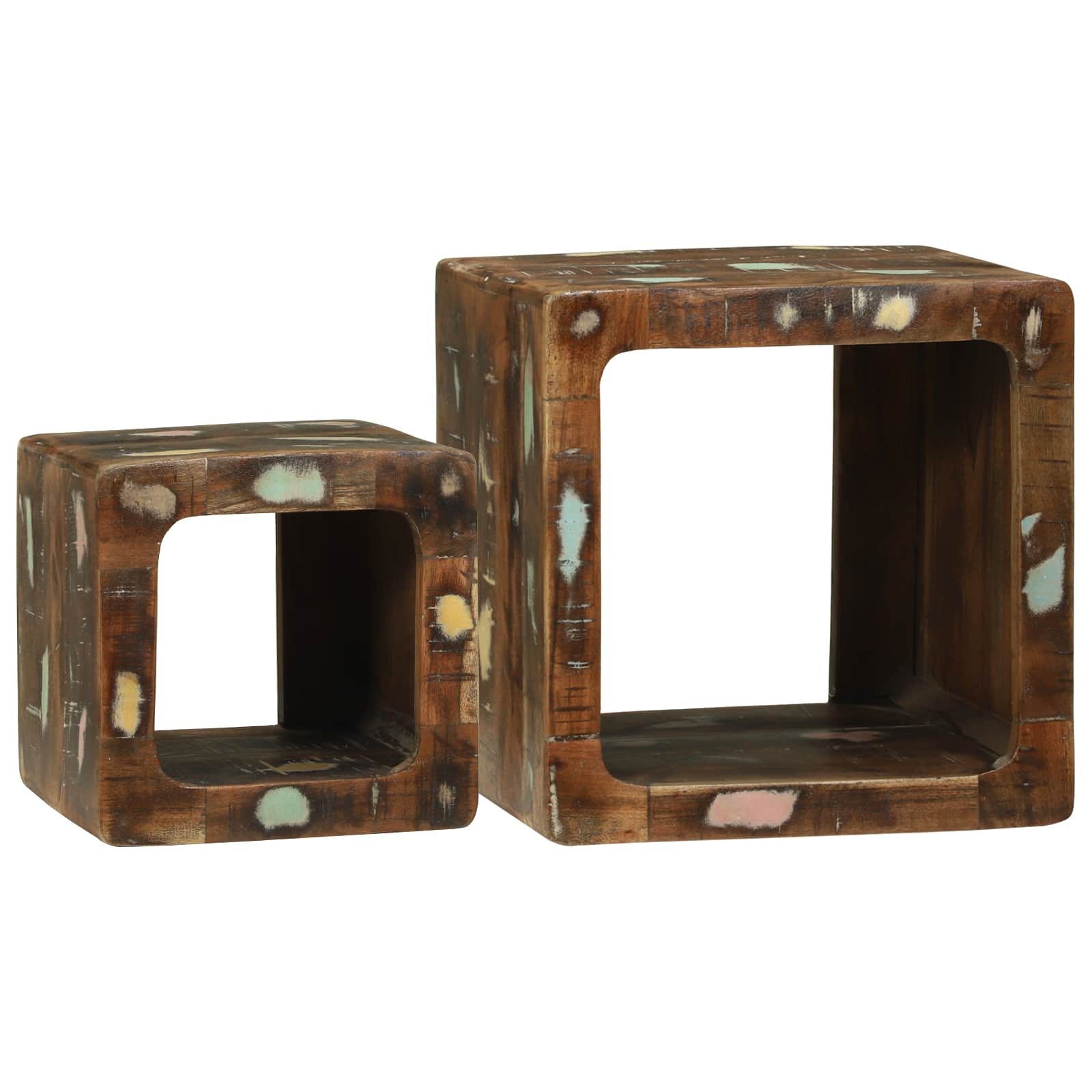 Unidades de TV 2 pcs Multicolor Madera sólida recuperada