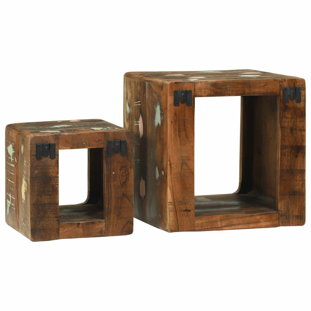 Unidades de TV 2 pcs Multicolor Madera sólida recuperada