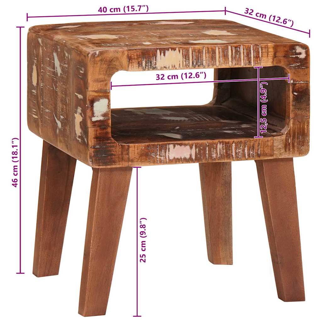 Mesa Auxiliar Marrón 40 x 32 x 46 cm Madera sólida recuperada