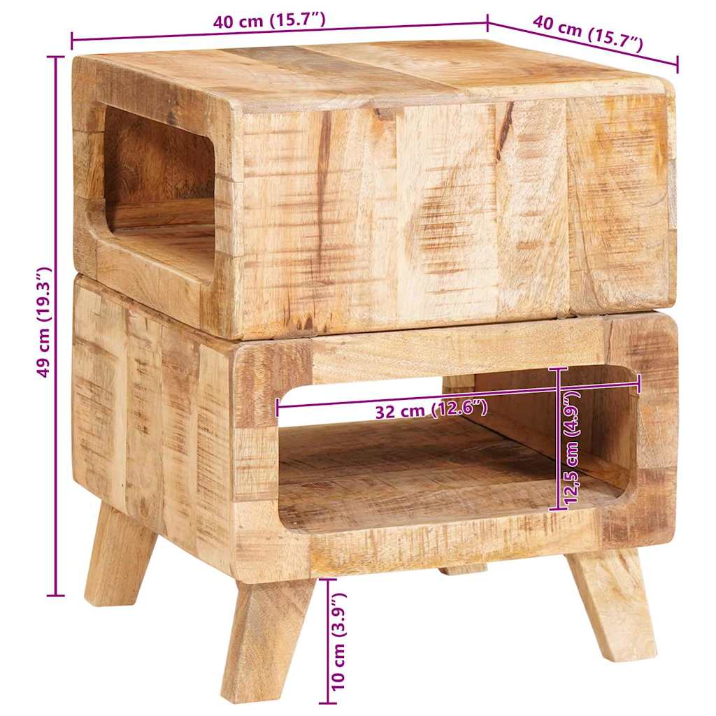 Mesa Auxiliar Marrón 40 x 40 x 49 cm Madera de mango maciza