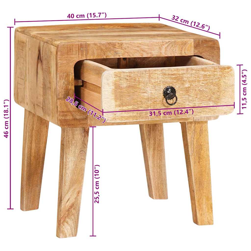 Mesa Auxiliar Marrón 40 x 32 x 46 cm Madera de mango maciza
