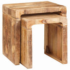 Mesas Nido 2 pcs Marrón 46 x 40 x 46 cm Madera de mango maciza