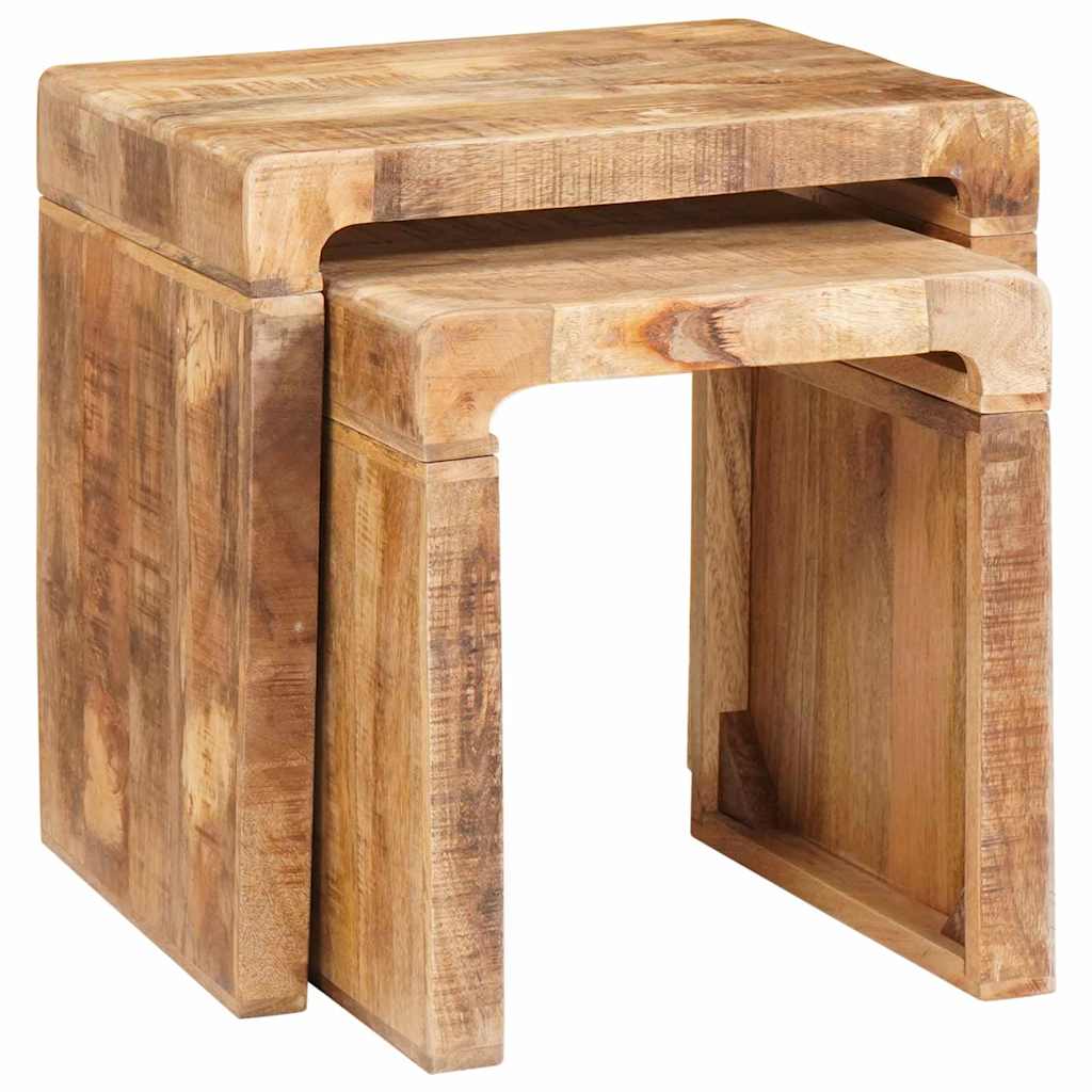 Mesas Nido 2 pcs Marrón 46 x 40 x 46 cm Madera de mango maciza