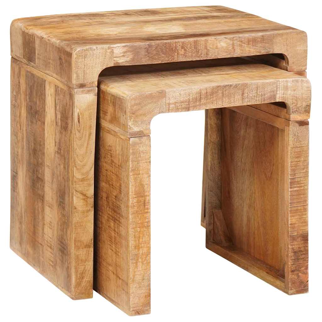 Mesas Nido 2 pcs Marrón 46 x 40 x 46 cm Madera de mango maciza