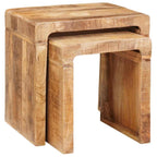 Mesas Nido 2 pcs Marrón 46 x 40 x 46 cm Madera de mango maciza
