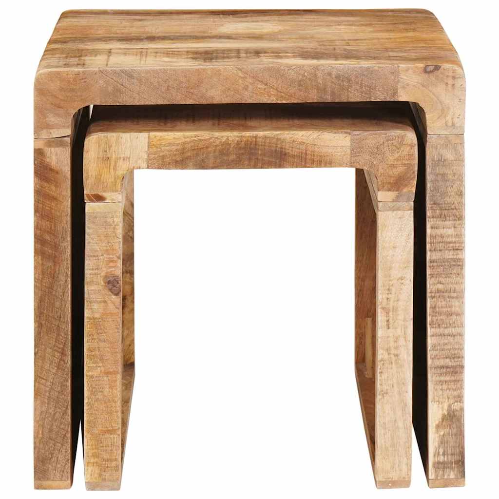 Mesas Nido 2 pcs Marrón 46 x 40 x 46 cm Madera de mango maciza