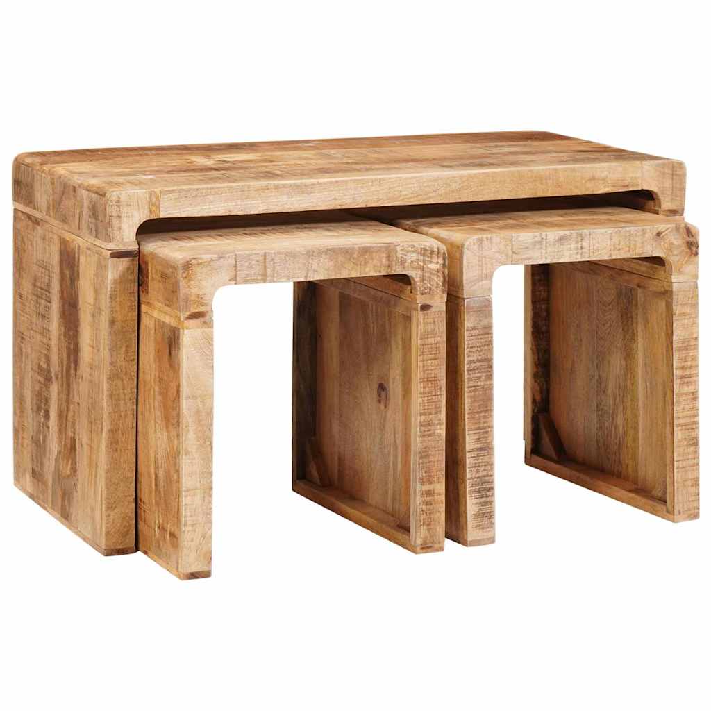 Mesa Nido 3 pcs Marrón Madera de mango maciza