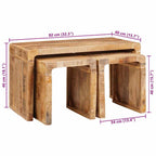 Mesa Nido 3 pcs Marrón Madera de mango maciza