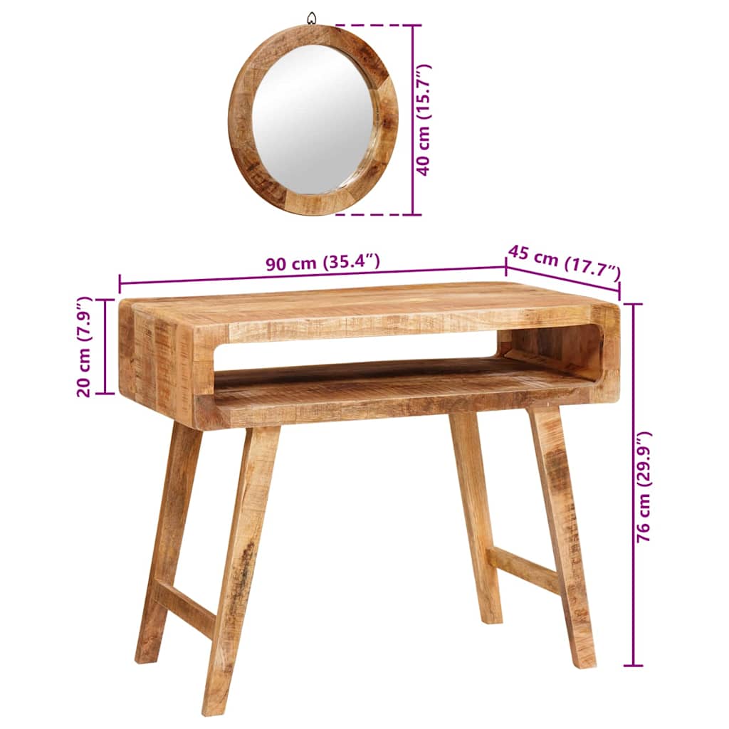 Mesa Tocador Marrón 90 x 76 x 45 cm Madera de mango maciza