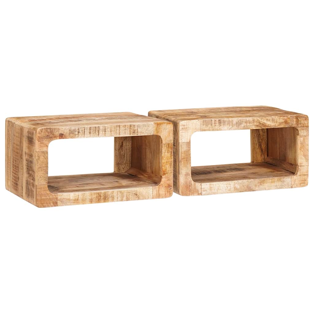 Mesita de Noche 2 pcs Marrón Madera de mango maciza