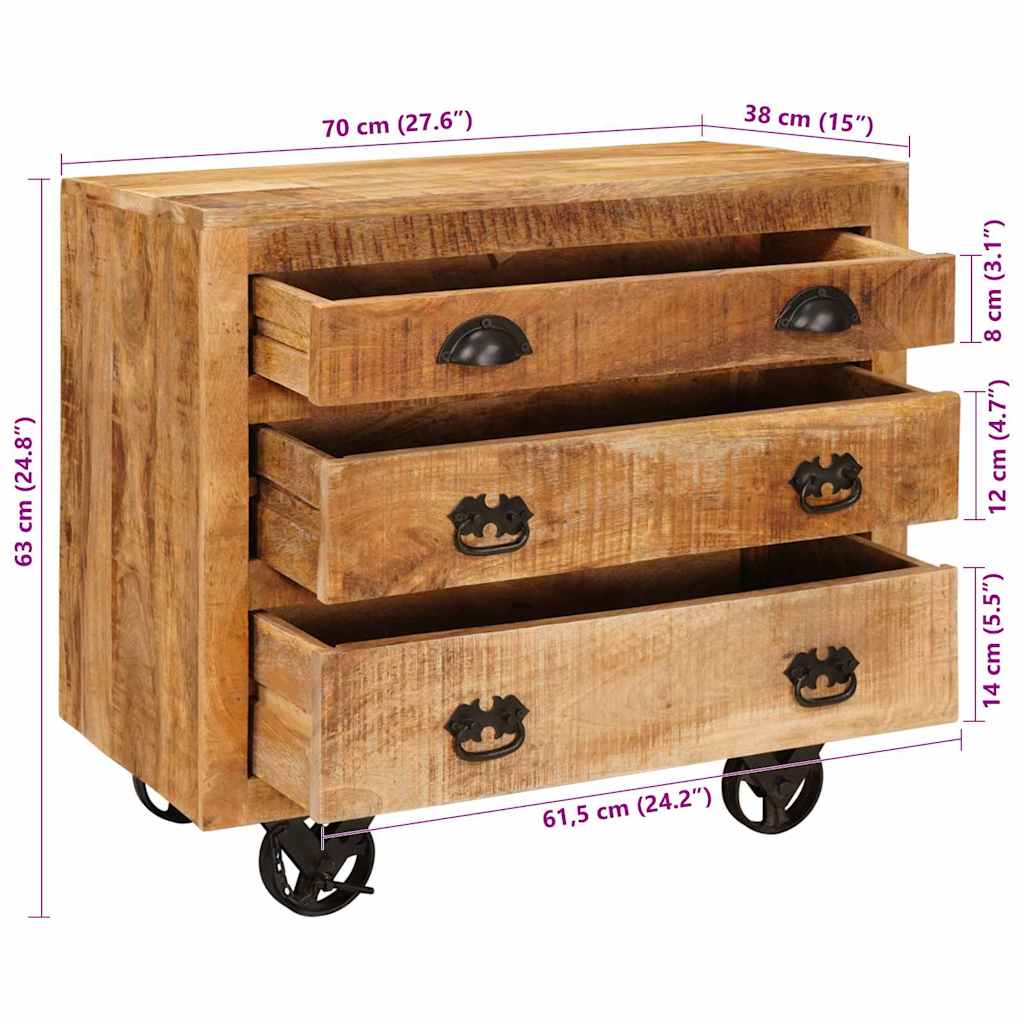 Armario auxiliar Marrón 70 x 38 x 63 cm madera maciza de mango